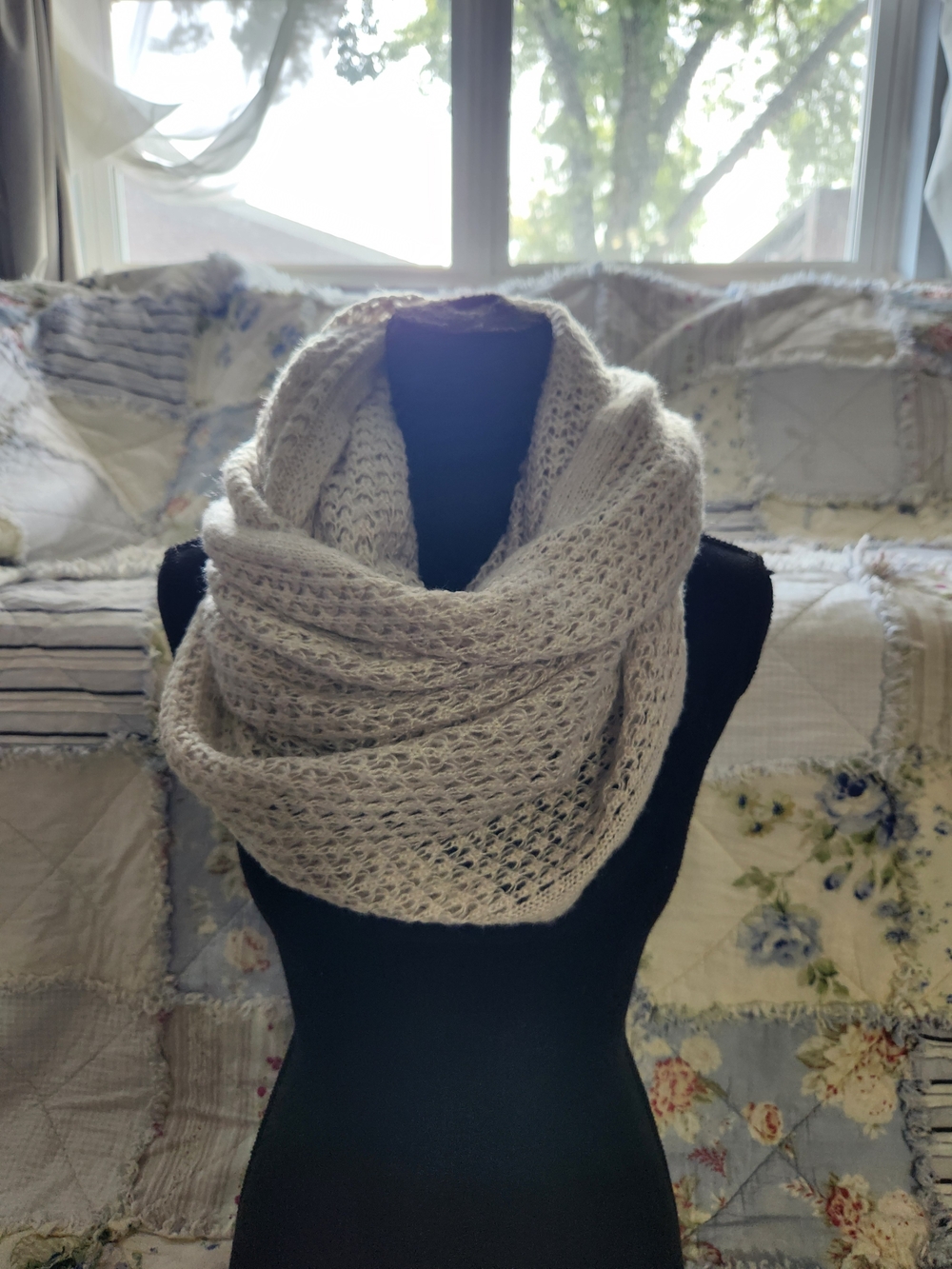 French Connection Cozy Cream open  Knit Infinity Scarf
